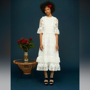 Orla Kiely white midi dress